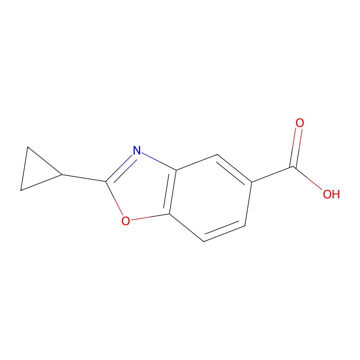 2-Cyclopropyl-1,3-benzoxazole-5-carboxylic acid molecular structure, CAS 1018254-82-4