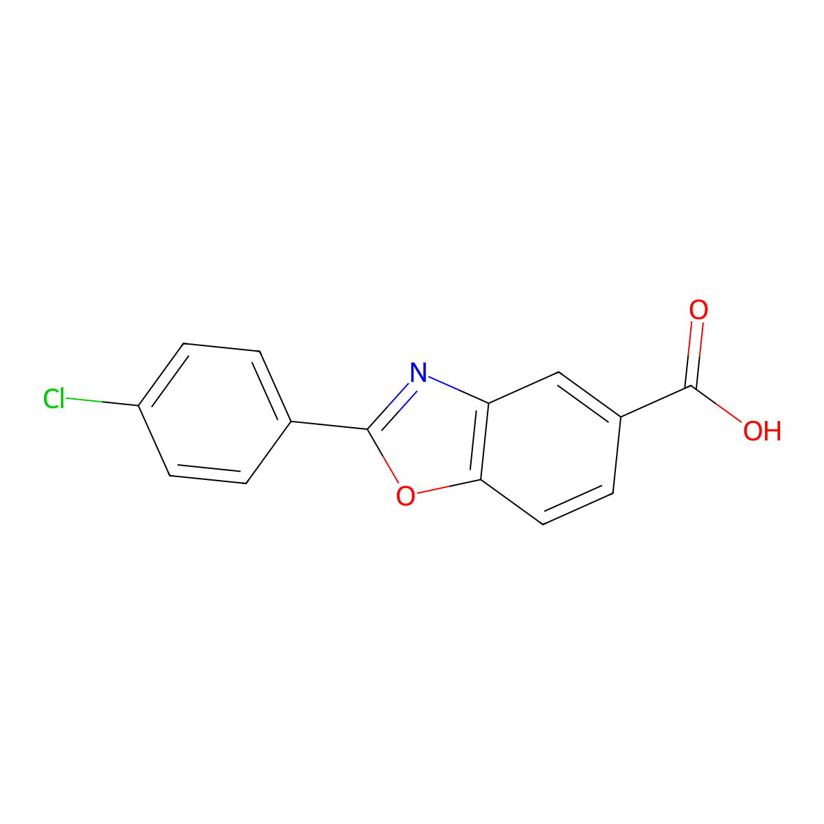 2-(4-Chlorophenyl)-1,3-benzoxazole-5-carboxylic acid molecular structure, CAS 1018254-92-6