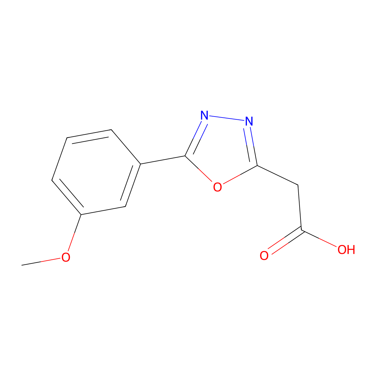2-[5-(3-Methoxyphenyl)-1,3,4-oxadiazol-2-yl]acetic acid molecular structure, CAS 1018255-28-1