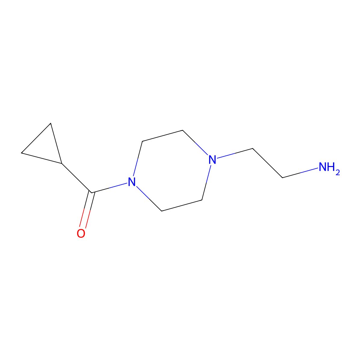 (2-[4-(Cyclopropylcarbonyl)piperazin-1-YL]ethyl)amine molecular structure, CAS 1018255-88-3