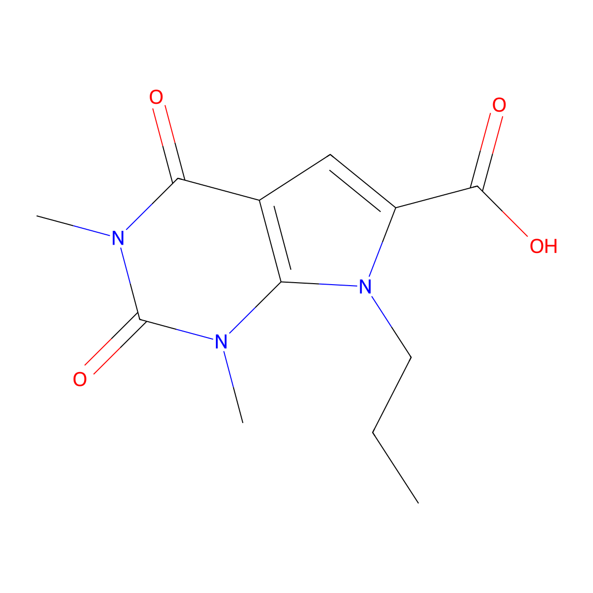 1,3-dimethyl-2,4-dioxo-7-propyl-2,3,4,7-tetrahydro-1H-pyrrolo[2,3-d]pyrimidine-6-carboxylic acid molecular structure, CAS 1018256-11-5