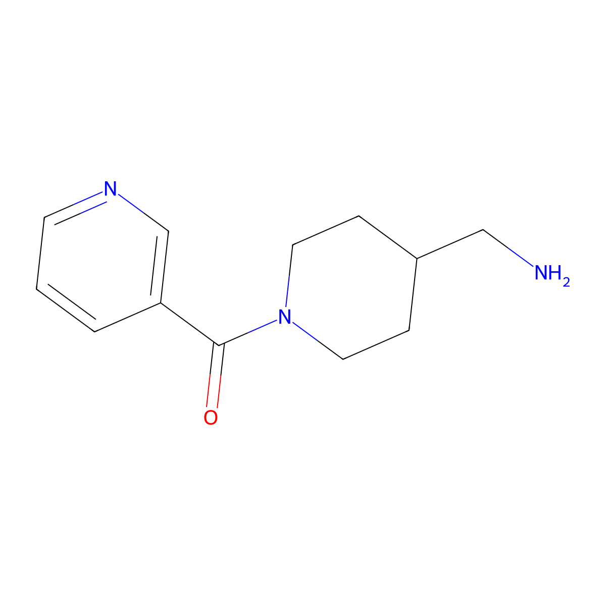 (4-(Aminomethyl)piperidin-1-yl)(pyridin-3-yl)methanone molecular structure, CAS 1018258-85-9