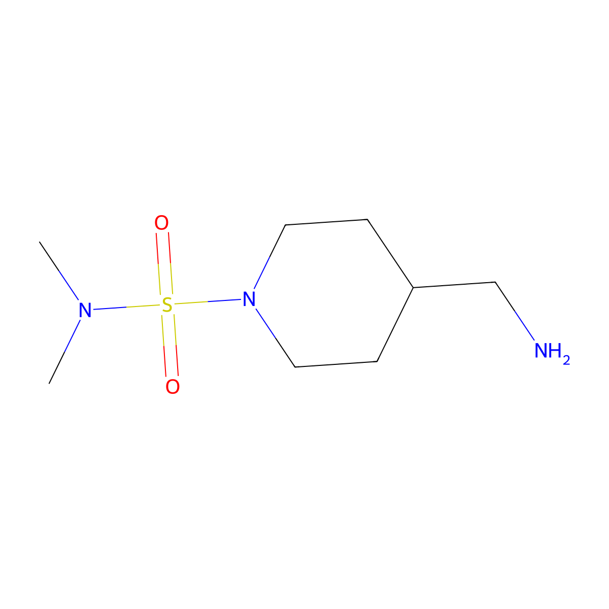 4-(aminomethyl)-N,N-dimethylpiperidine-1-sulfonamide molecular structure, CAS 1018258-97-3