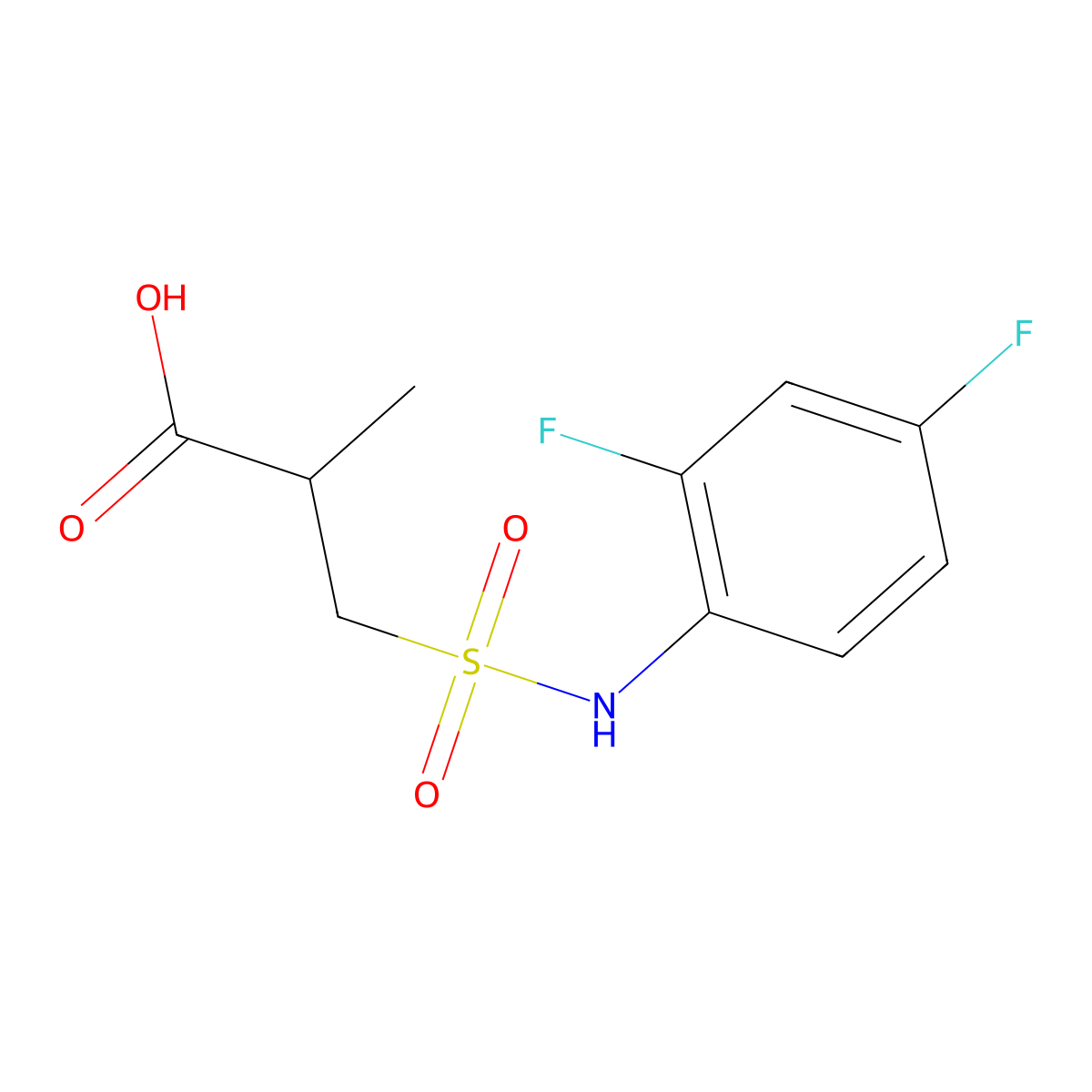 3-[(2,4-Difluorophenyl)sulfamoyl]-2-methylpropanoic acid molecular structure, CAS 1018260-78-0
