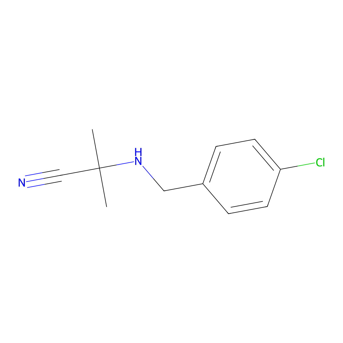 2-{[(4-Chlorophenyl)methyl]amino}-2-methylpropanenitrile molecular structure, CAS 1018265-80-9