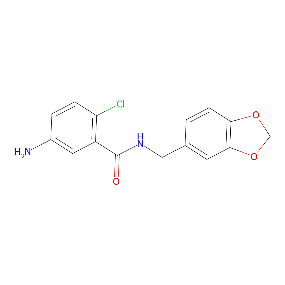 5-amino-N-(2H-1,3-benzodioxol-5-ylmethyl)-2-chlorobenzamide molecular structure, CAS 1018269-73-2