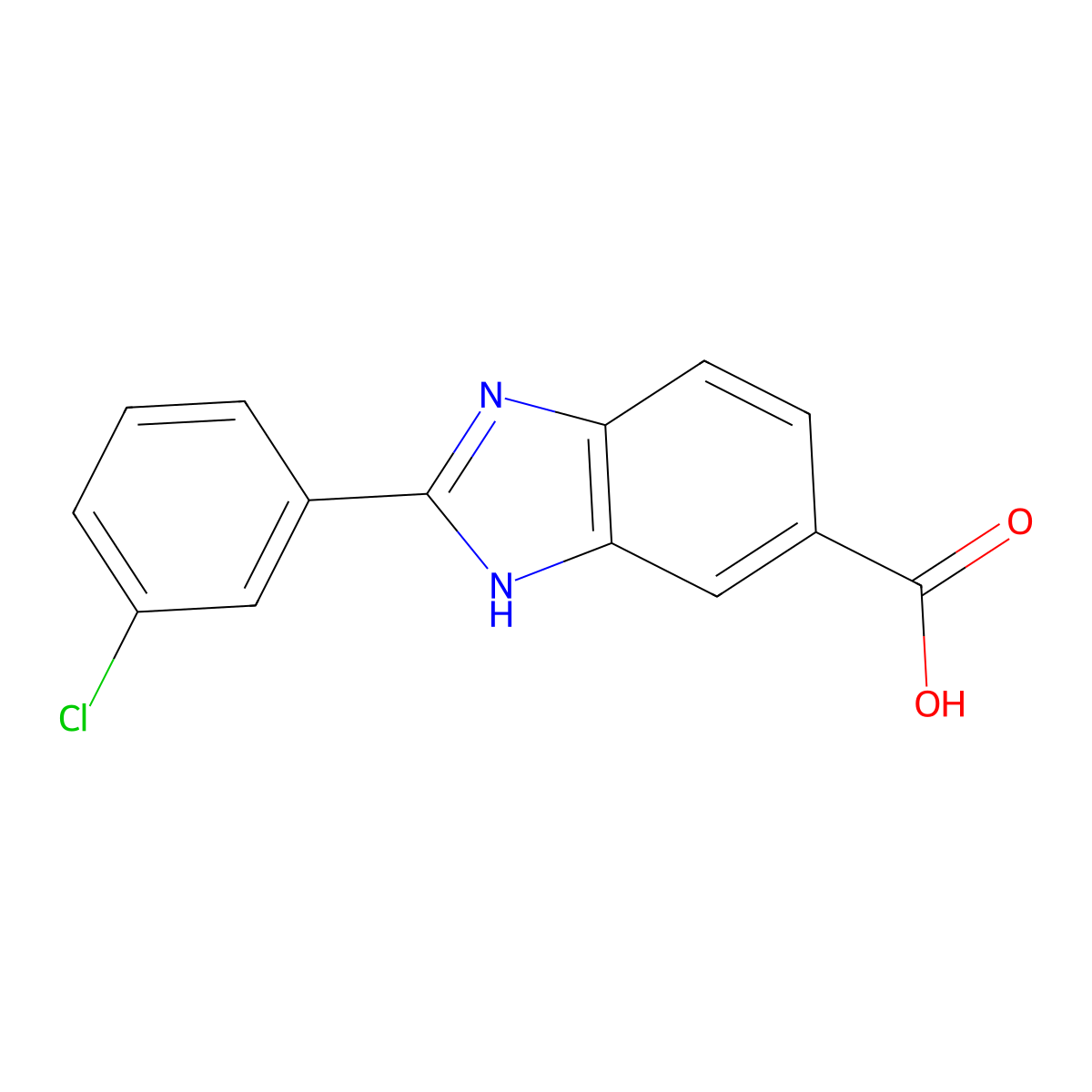 2-(3-Chlorophenyl)-1H-benzimidazole-5-carboxylic acid molecular structure, CAS 1018278-53-9