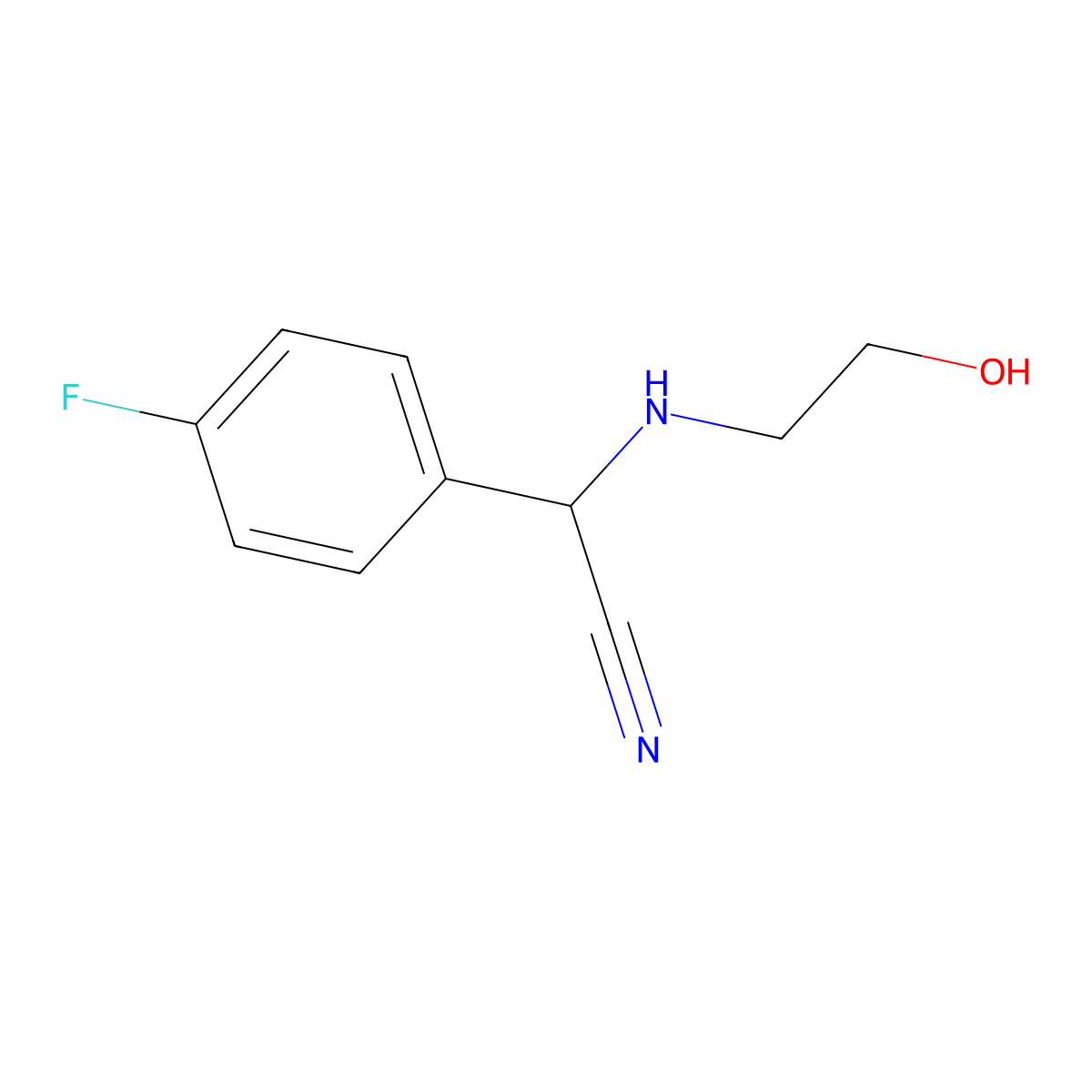 2-(4-Fluorophenyl)-2-[(2-hydroxyethyl)amino]acetonitrile molecular structure, CAS 1018280-78-8