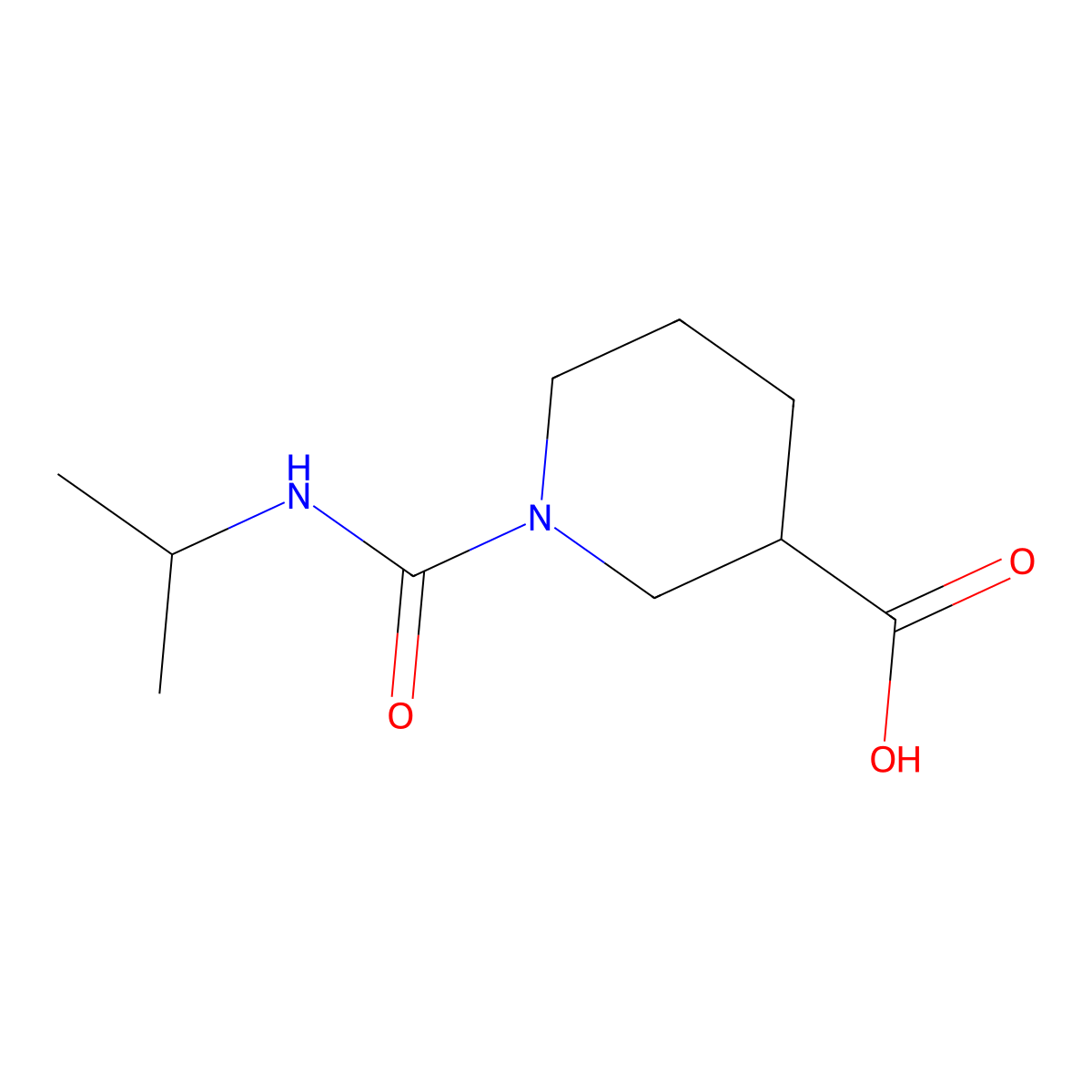 1-((Propan-2-yl)carbamoyl)piperidine-3-carboxylic acid molecular structure, CAS 1018282-32-0