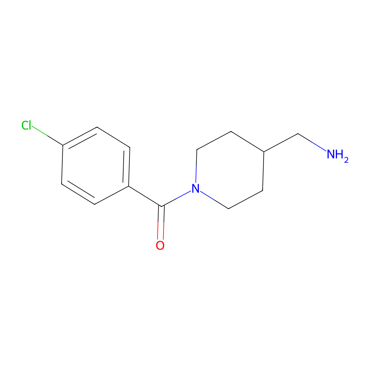 [4-(Aminomethyl)piperidin-1-yl](4-chlorophenyl)methanone molecular structure, CAS 1018286-30-0