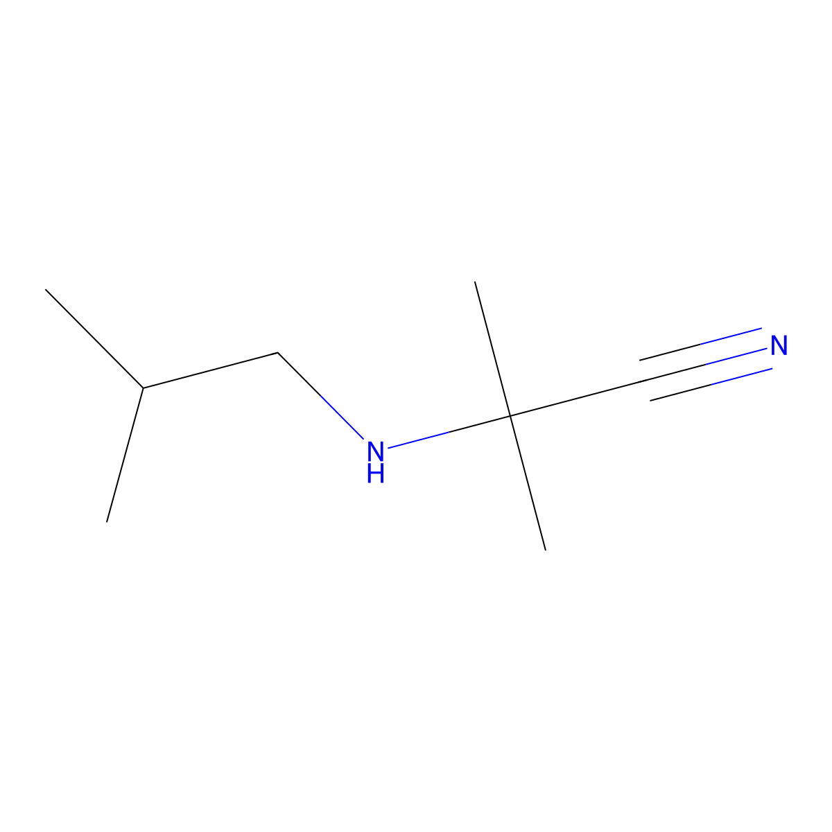 2-Methyl-2-((2-methylpropyl)amino)propanenitrile molecular structure, CAS 1018291-88-7