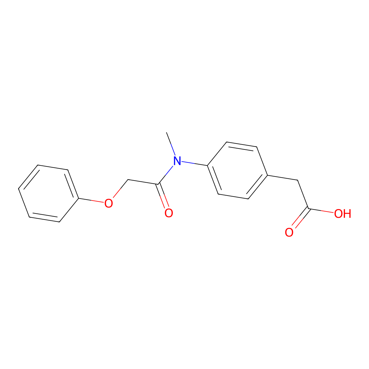 2-[4-(N-methyl-2-phenoxyacetamido)phenyl]acetic acid molecular structure, CAS 1018292-09-5