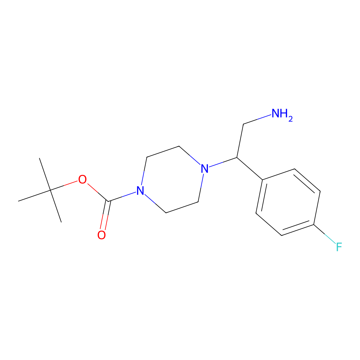 2-(N-Boc-piperazino)-2-(4-fluorophenyl)ethylamine molecular structure, CAS 1018297-04-5