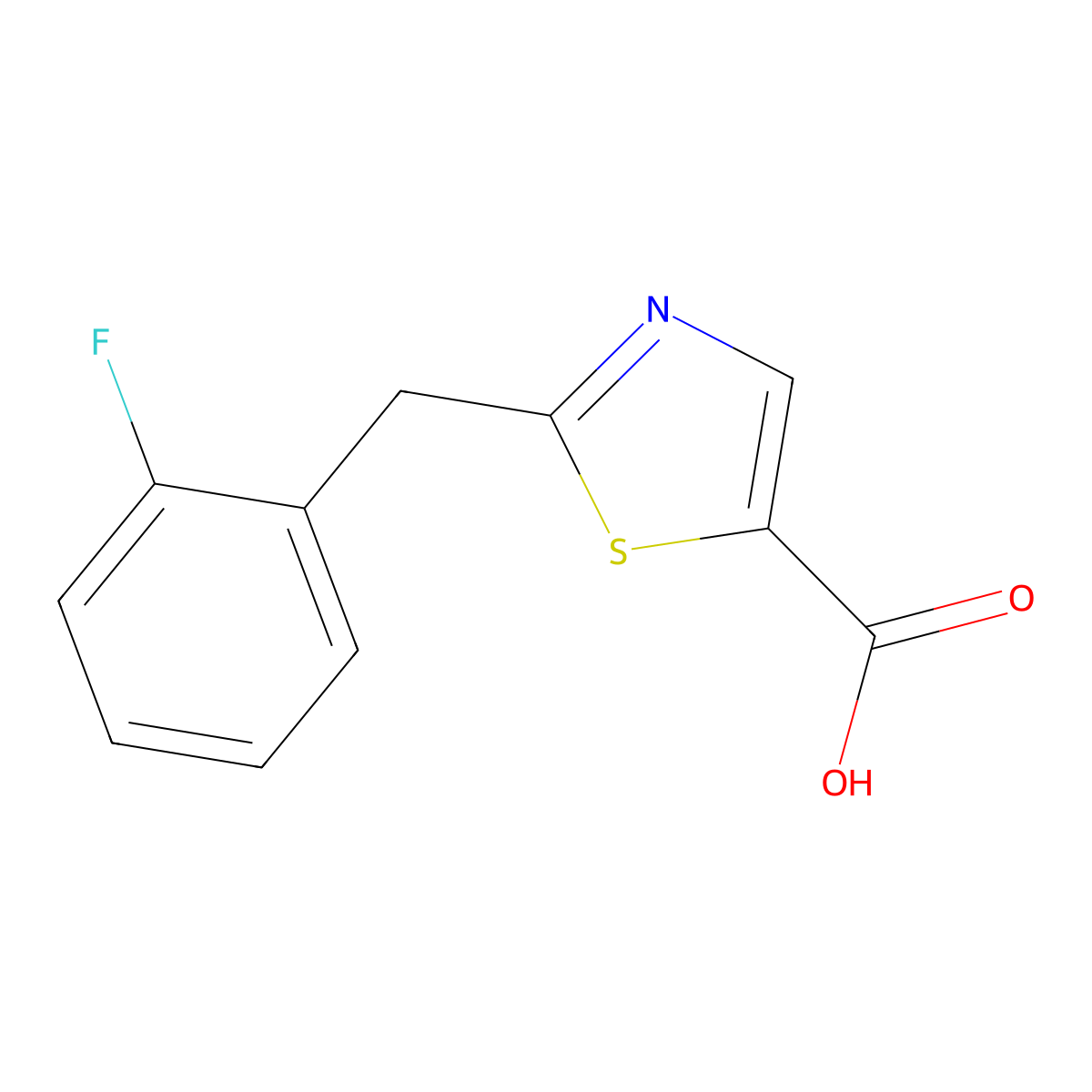 2-[(2-Fluorophenyl)methyl]-1,3-thiazole-5-carboxylic acid molecular structure, CAS 1018297-66-9