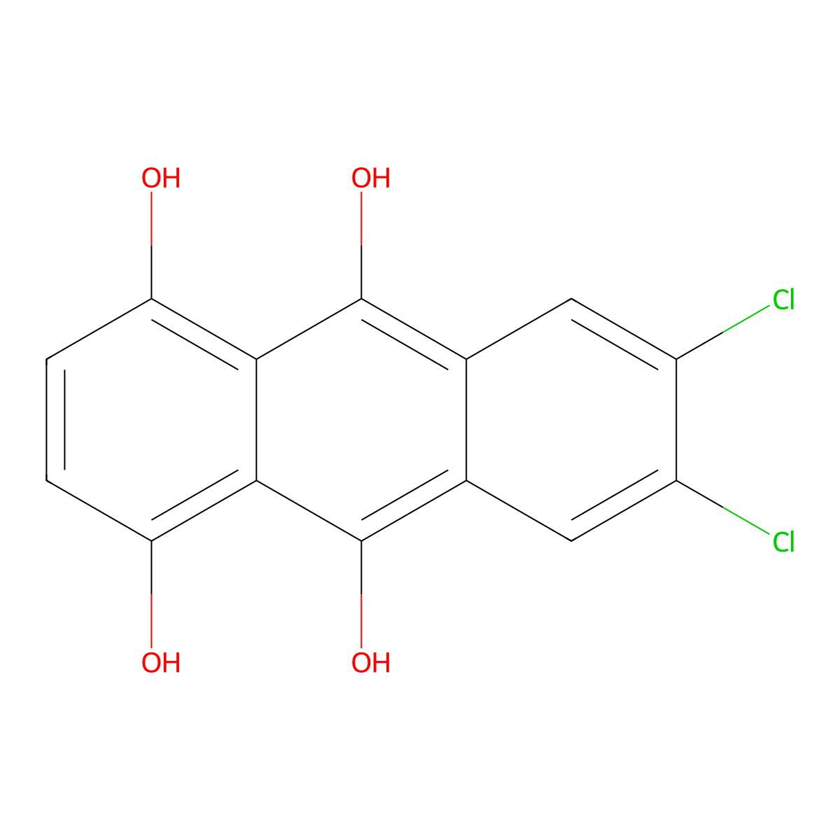 6,7-Dichloroanthracene-1,4,9,10-tetrol molecular structure, CAS 10183-49-0
