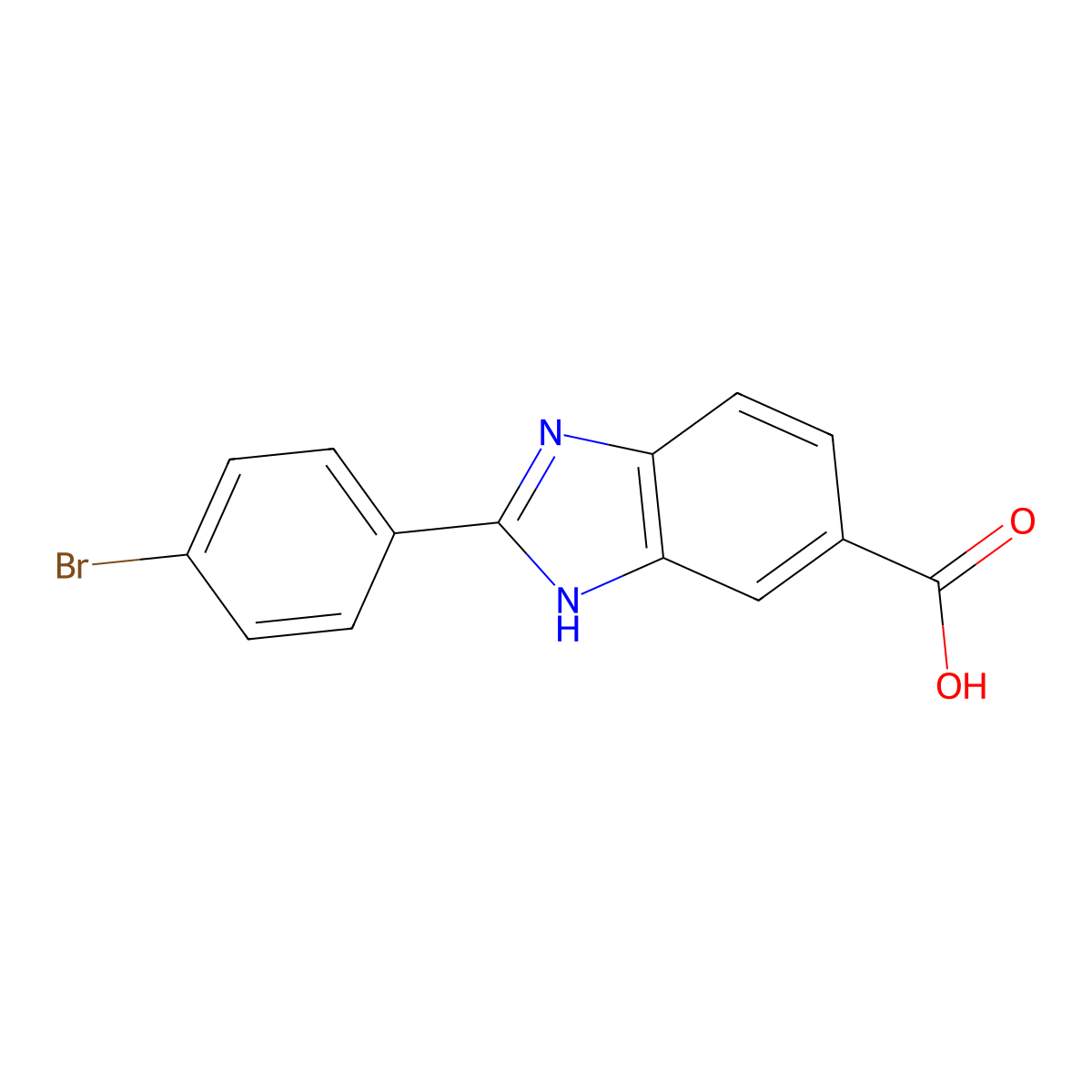 2-(4-bromophenyl)-3H-benzo[d]imidazole-5-carboxylic acid molecular structure, CAS 1018300-89-4