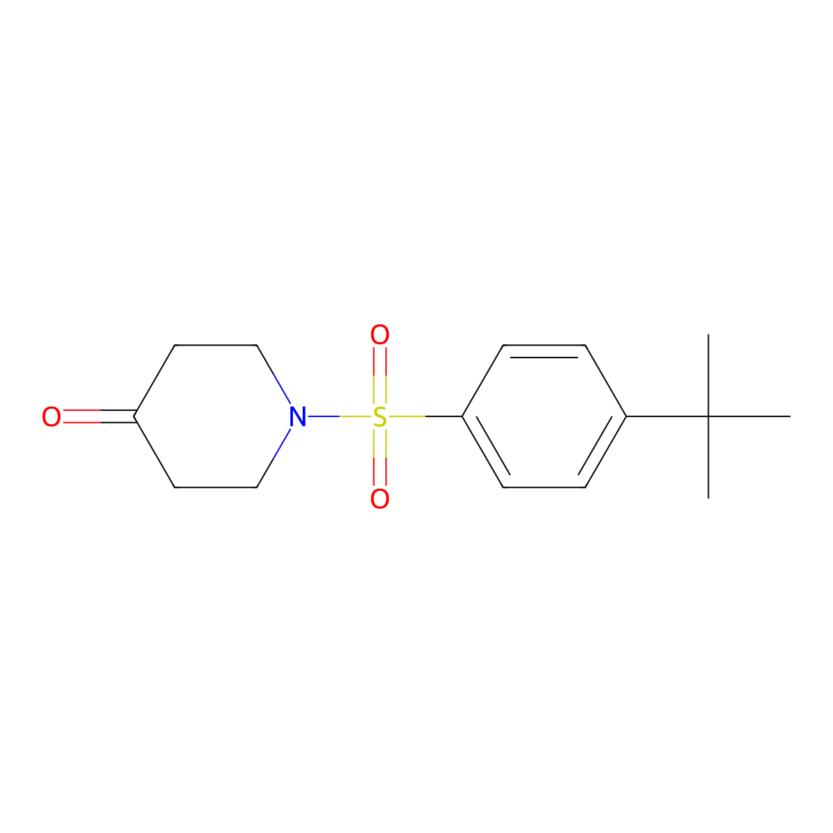 1-[(4-tert-Butylphenyl)sulfonyl]piperidin-4-one molecular structure, CAS 1018302-46-9