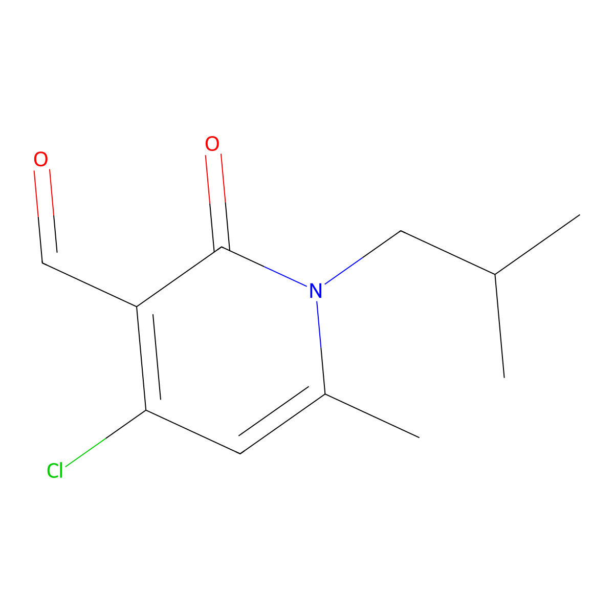 4-Chloro-1-isobutyl-6-methyl-2-oxo-1,2-dihydropyridine-3-carbaldehyde molecular structure, CAS 1018302-97-0