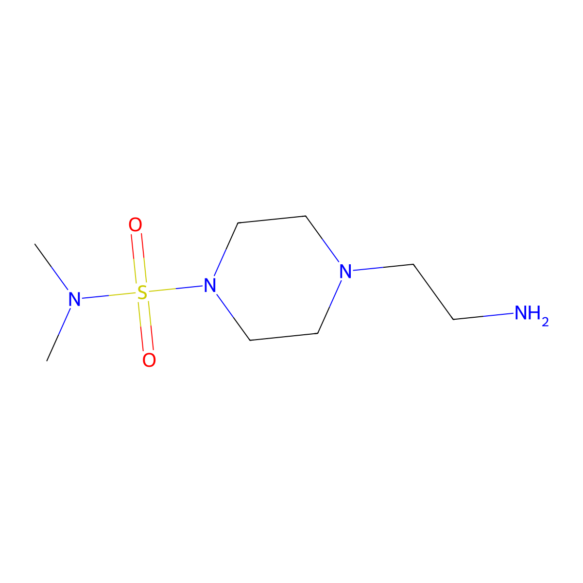4-(2-aminoethyl)-N,N-dimethylpiperazine-1-sulfonamide molecular structure, CAS 1018305-87-7