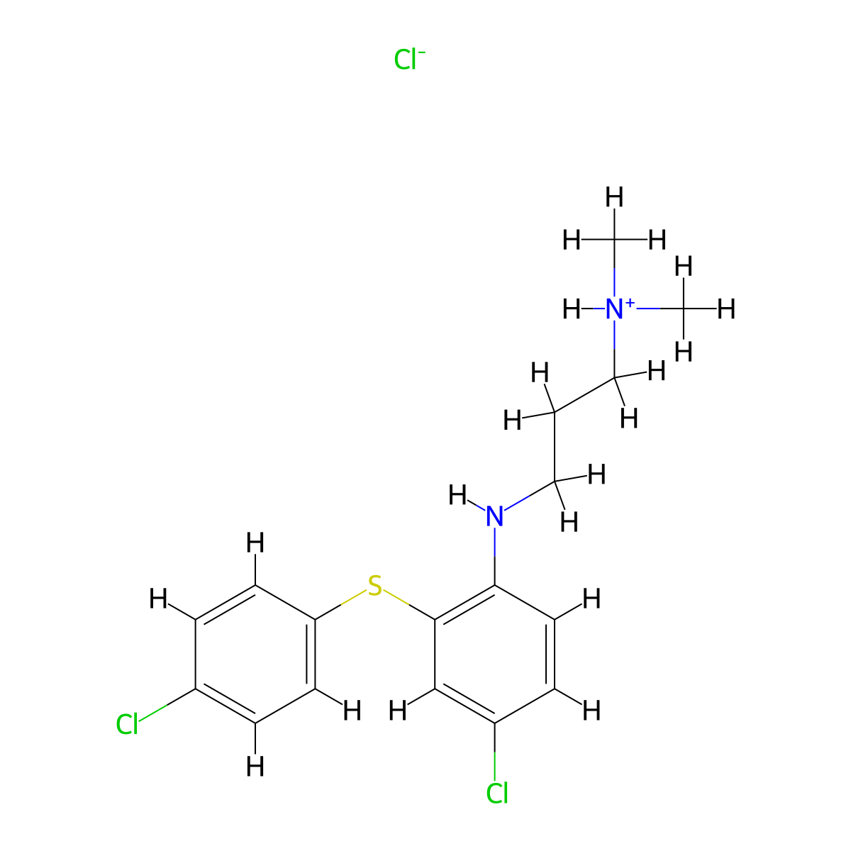 Aniline, 4-chloro-2-((p-chlorophenyl)thio)-N-(3-(dimethylamino)propyl)-, monohydrochloride molecular structure, CAS 101831-51-0