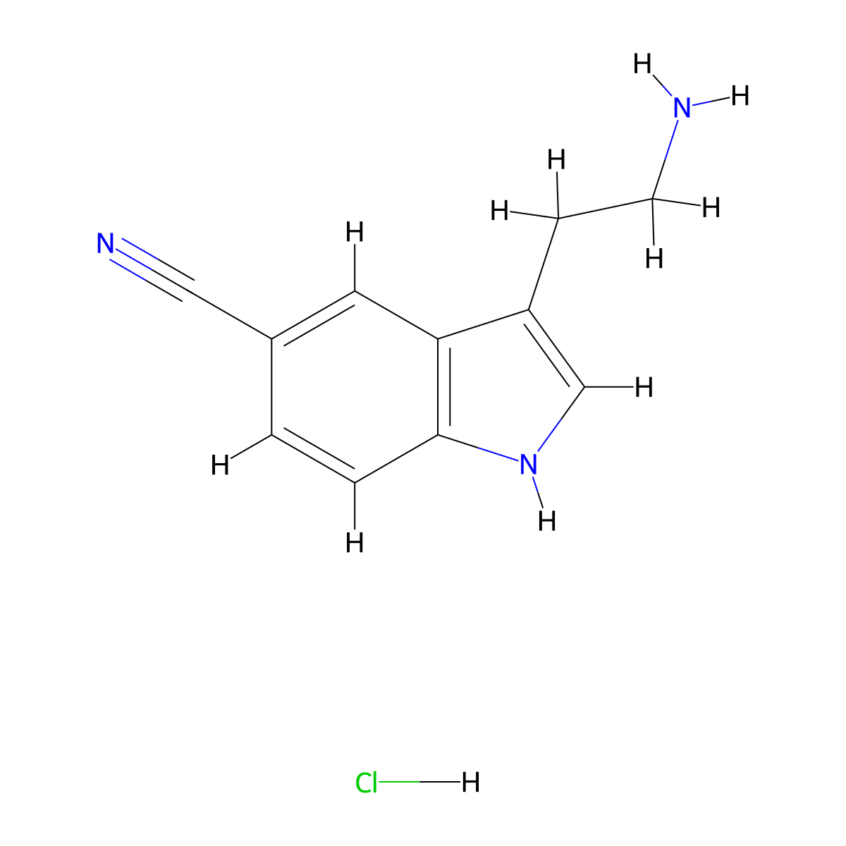 Indole-5-carbonitrile, 3-(2-aminoethyl)-, hydrochloride molecular structure, CAS 101831-71-4