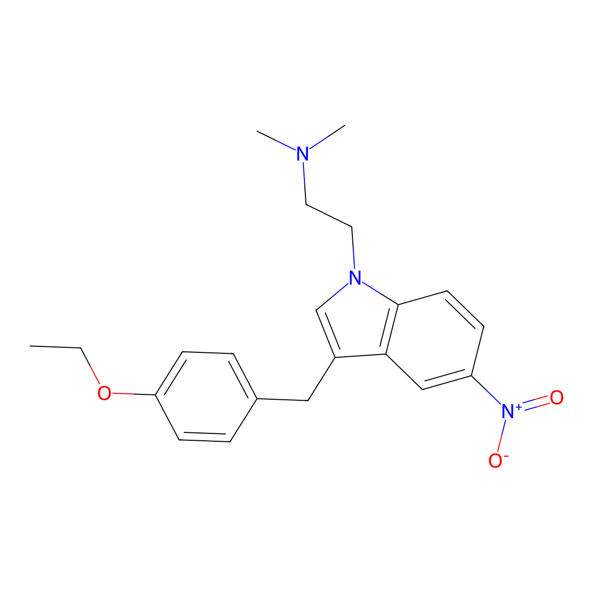 Indole, 1-(2-(dimethylamino)ethyl)-3-(p-ethoxybenzyl)-5-nitro- molecular structure, CAS 101831-86-1