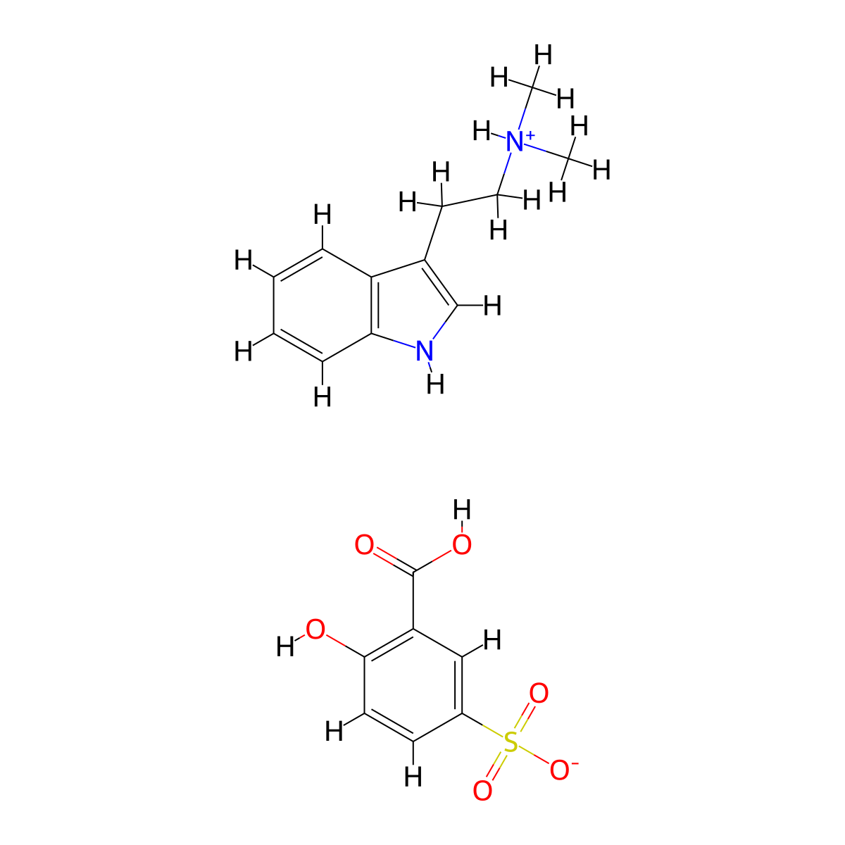 Indole, 3-(2-(dimethylamino)ethyl)-, sulfosalicylate molecular structure, CAS 101831-88-3
