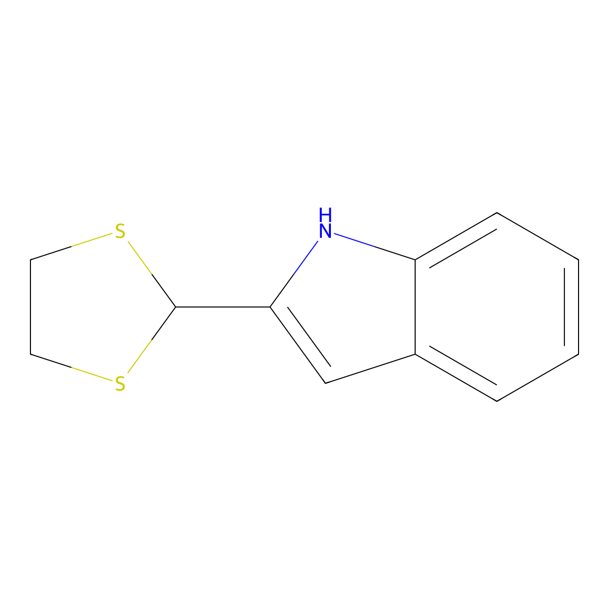 Indole, 2-(1,3-dithiolan-2-yl)- molecular structure, CAS 101831-92-9