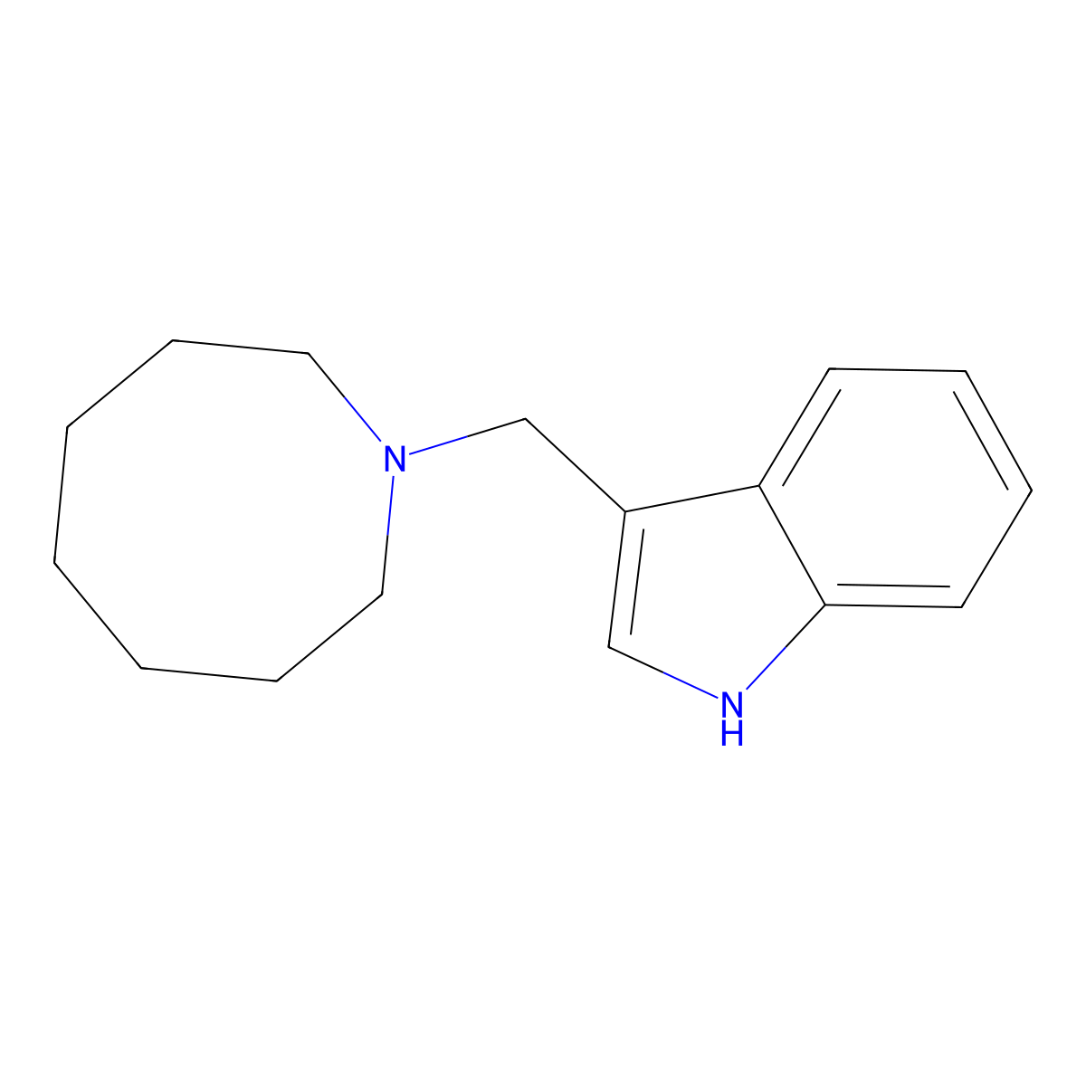 Indole, 3-(hexahydro-1(2H)-azocinylmethyl)- molecular structure, CAS 101831-96-3