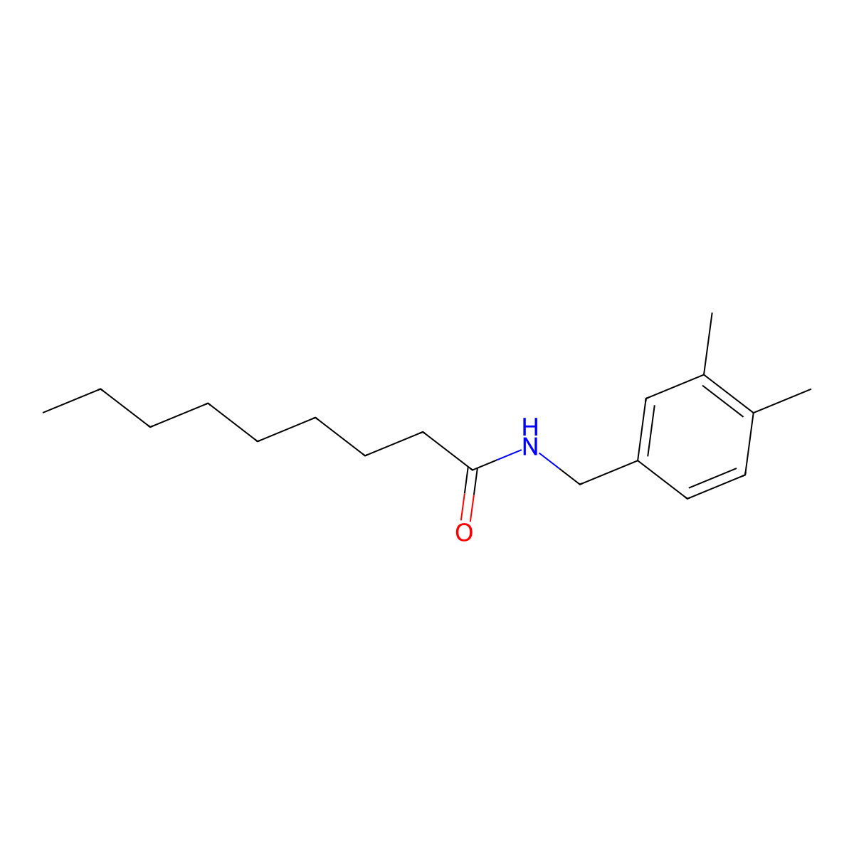 Nonanamide, N-(3,4-dimethylbenzyl)- molecular structure, CAS 101832-16-0