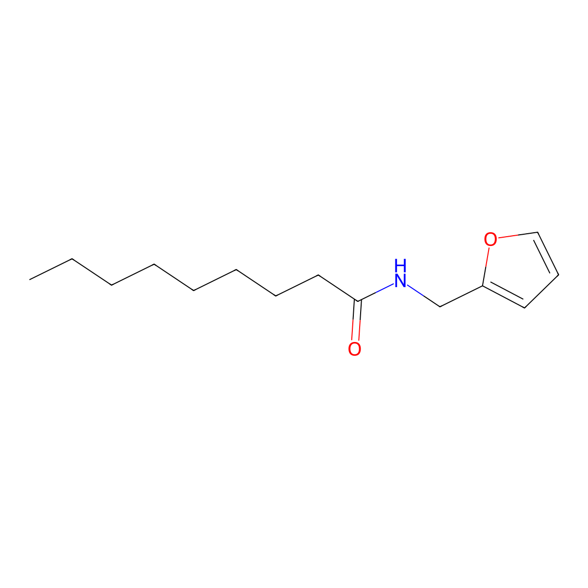 Nonanamide, N-(2-furfuryl)- molecular structure, CAS 101832-17-1