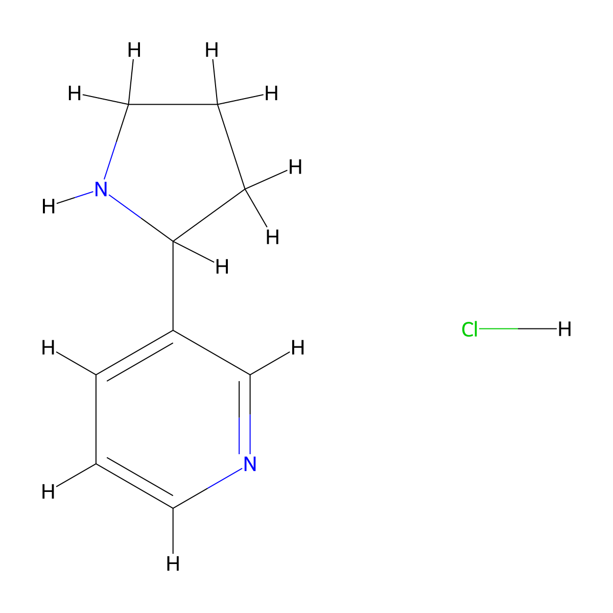 3-(Pyrrolidin-2-yl)pyridine--hydrogen chloride (1/1) molecular structure, CAS 101832-65-9