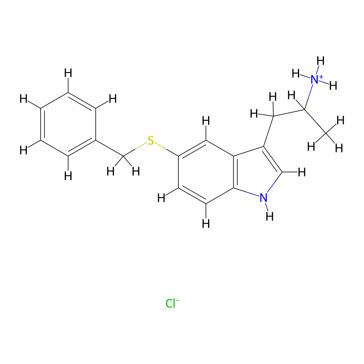 Indole, 3-(2-amino-1-propyl)-5-benzylthio-, hydrochloride molecular structure, CAS 101832-81-9