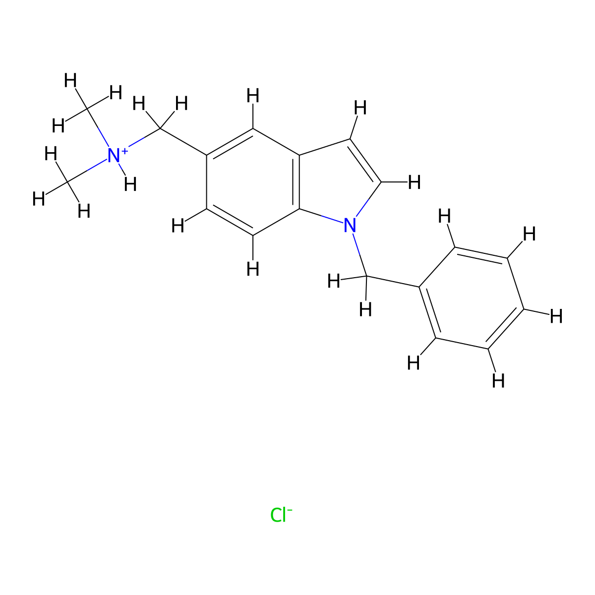 Indole, 1-benzyl-5-((dimethylamino)methyl)-, hydrochloride molecular structure, CAS 101832-87-5