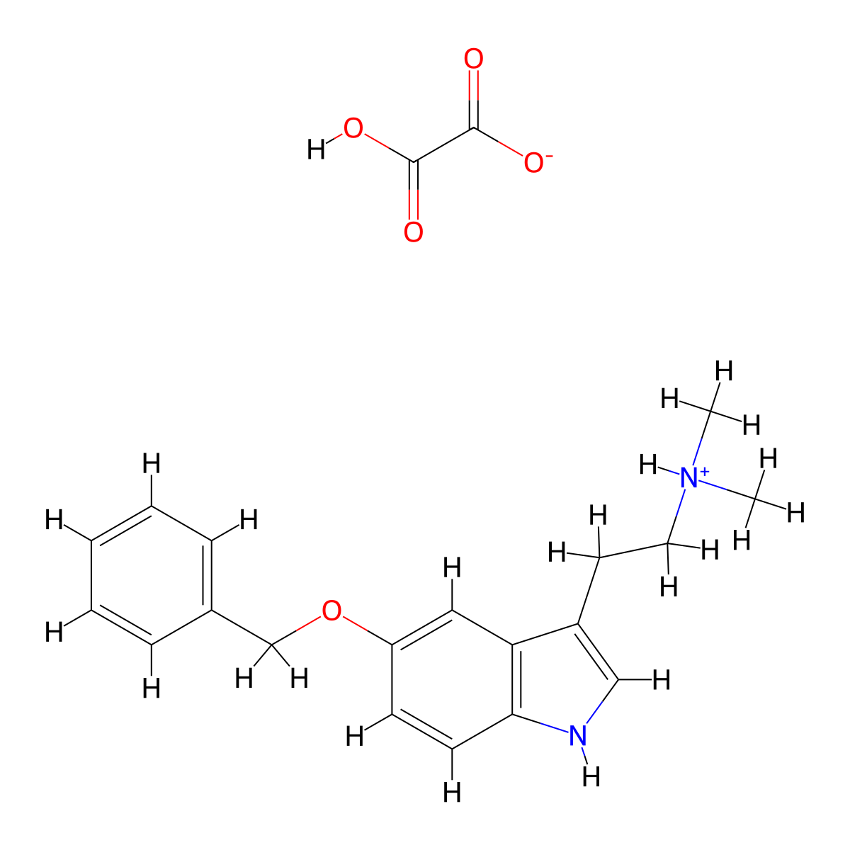 Indole, 5-benzyloxy-3-(2-dimethylaminoethyl)-, oxalate molecular structure, CAS 101832-88-6