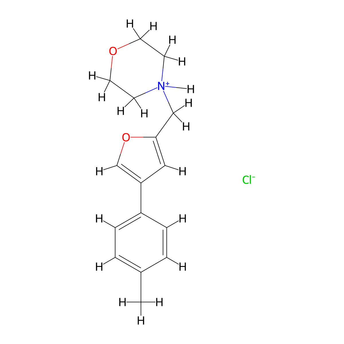 Furan, 2-(1-morpholinomethyl)-4-(p-methylphenyl)-, hydrochloride molecular structure, CAS 101833-06-1
