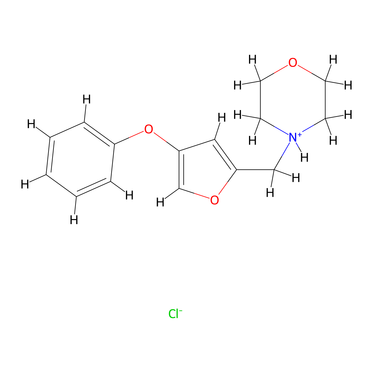 Furan, 2-(1-morpholinomethyl)-4-phenoxy-, hydrochloride molecular structure, CAS 101833-07-2