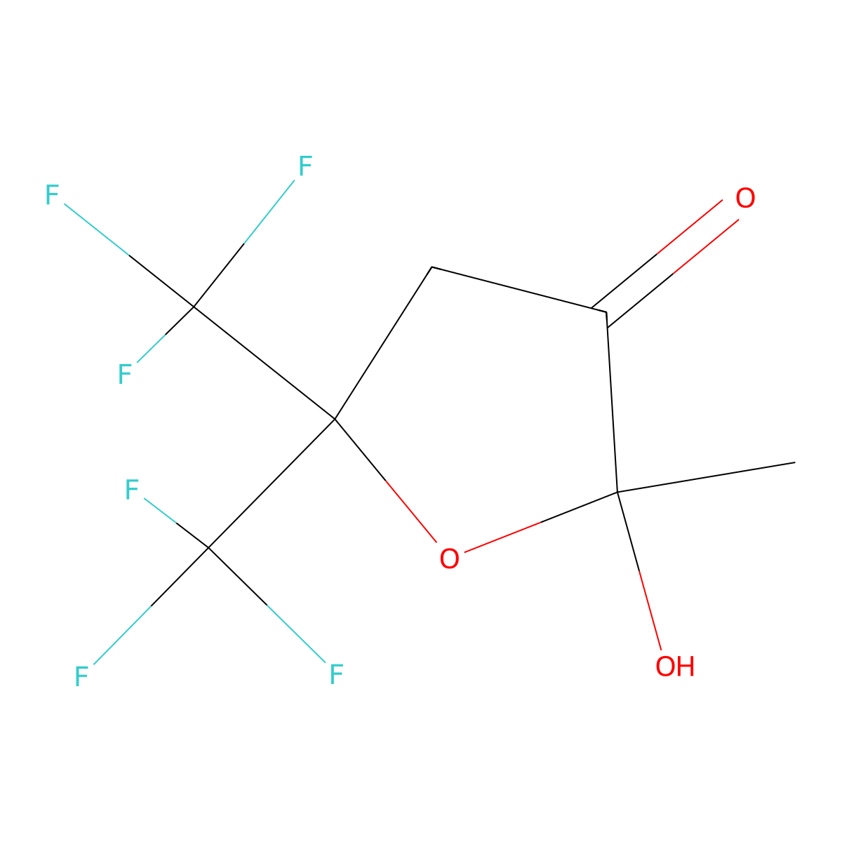 3(2H)-Furanone, dihydro-5,5-bis(trifluoromethyl)-2-hydroxy-2-methyl- molecular structure, CAS 101833-11-8