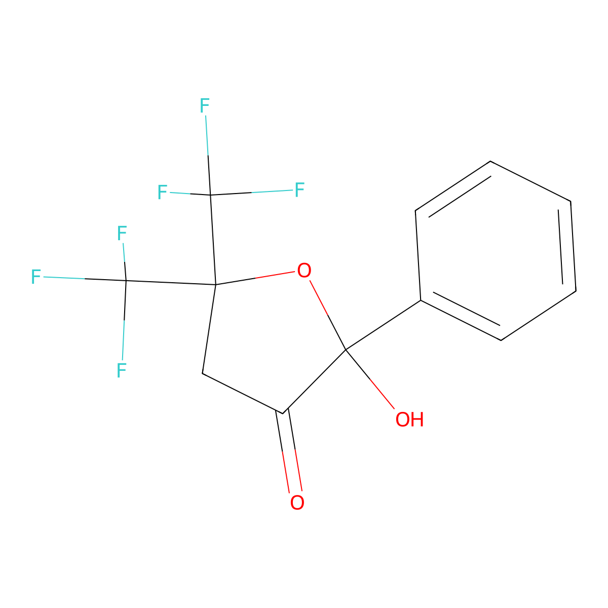 2-Hydroxy-2-phenyl-5,5-bis(trifluoromethyl)oxolan-3-one molecular structure, CAS 101833-13-0