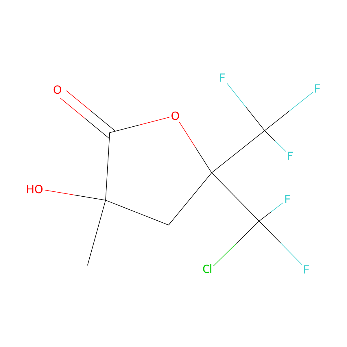 2(3H)-Furanone, dihydro-5-chlorodifluoromethyl-3-hydroxy-3-methyl-5-trifluoromethyl- molecular structure, CAS 101833-15-2