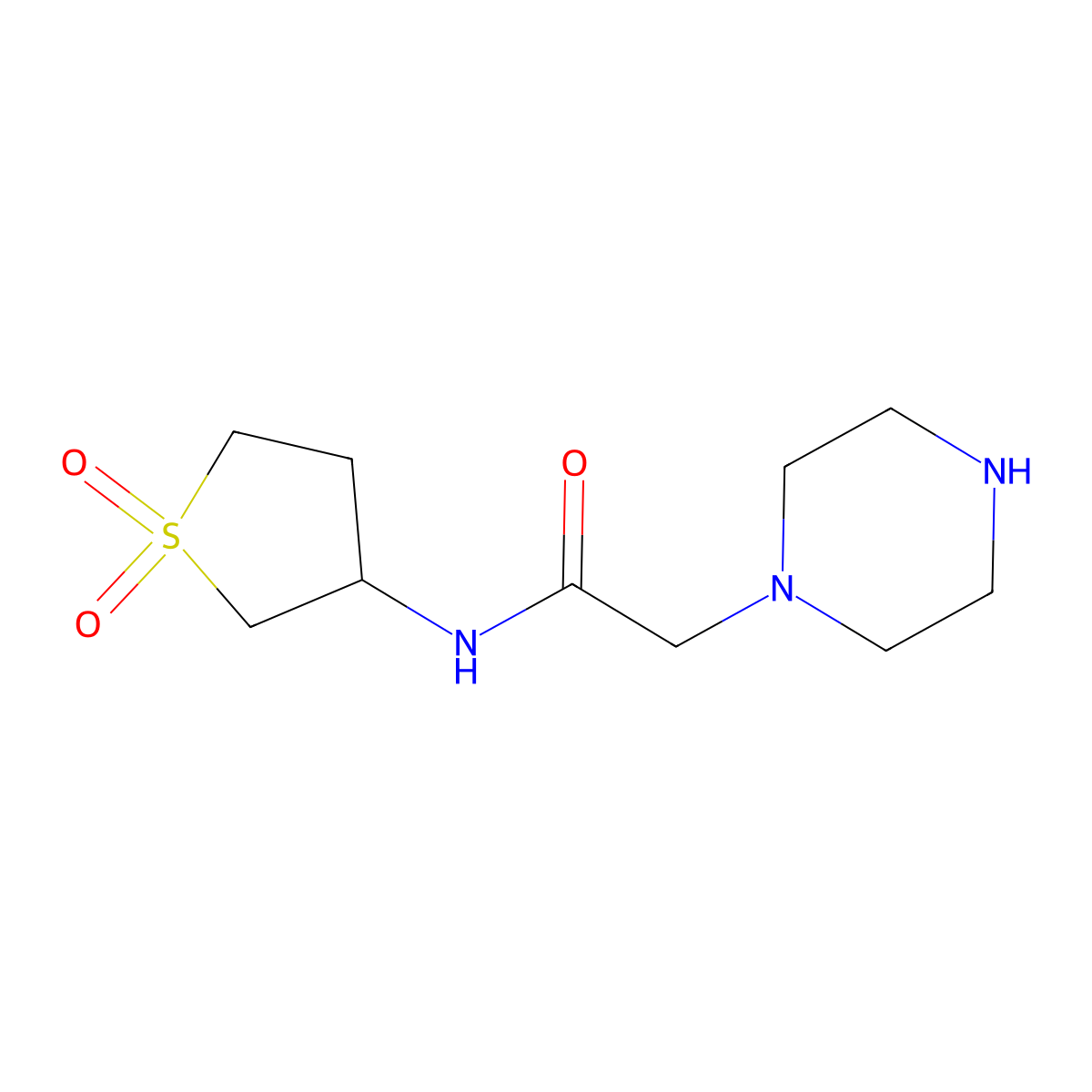 N-(1,1-Dioxo-1lambda6-thiolan-3-yl)-2-(piperazin-1-yl)acetamide molecular structure, CAS 1018338-15-2