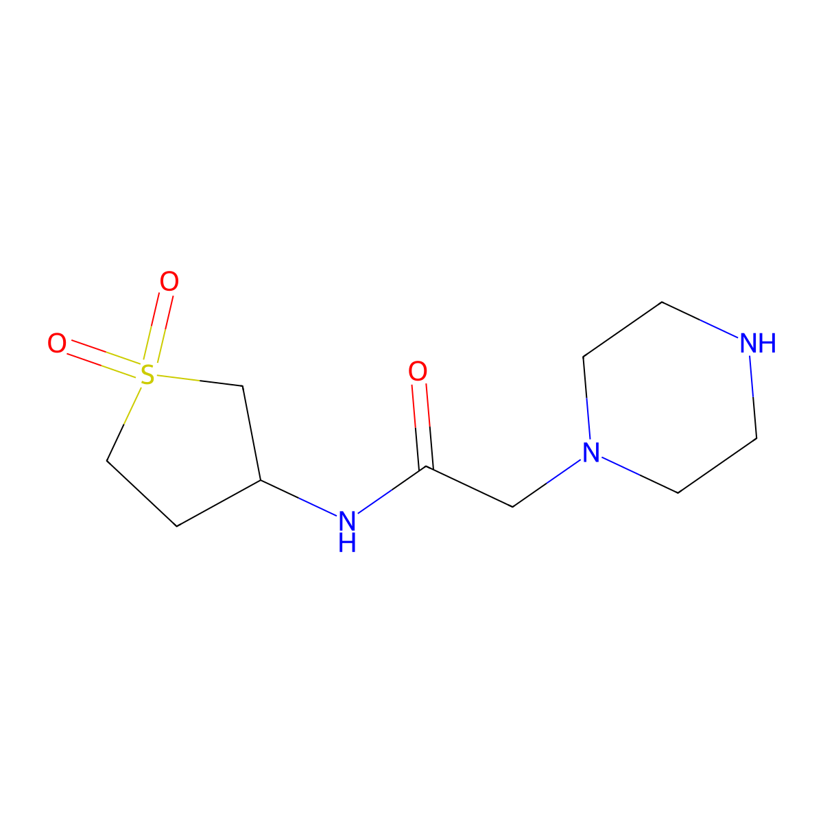N-(1,1-Dioxo-1lambda6-thiolan-3-yl)-2-(piperazin-1-yl)acetamide molecular structure, CAS 1018338-15-2