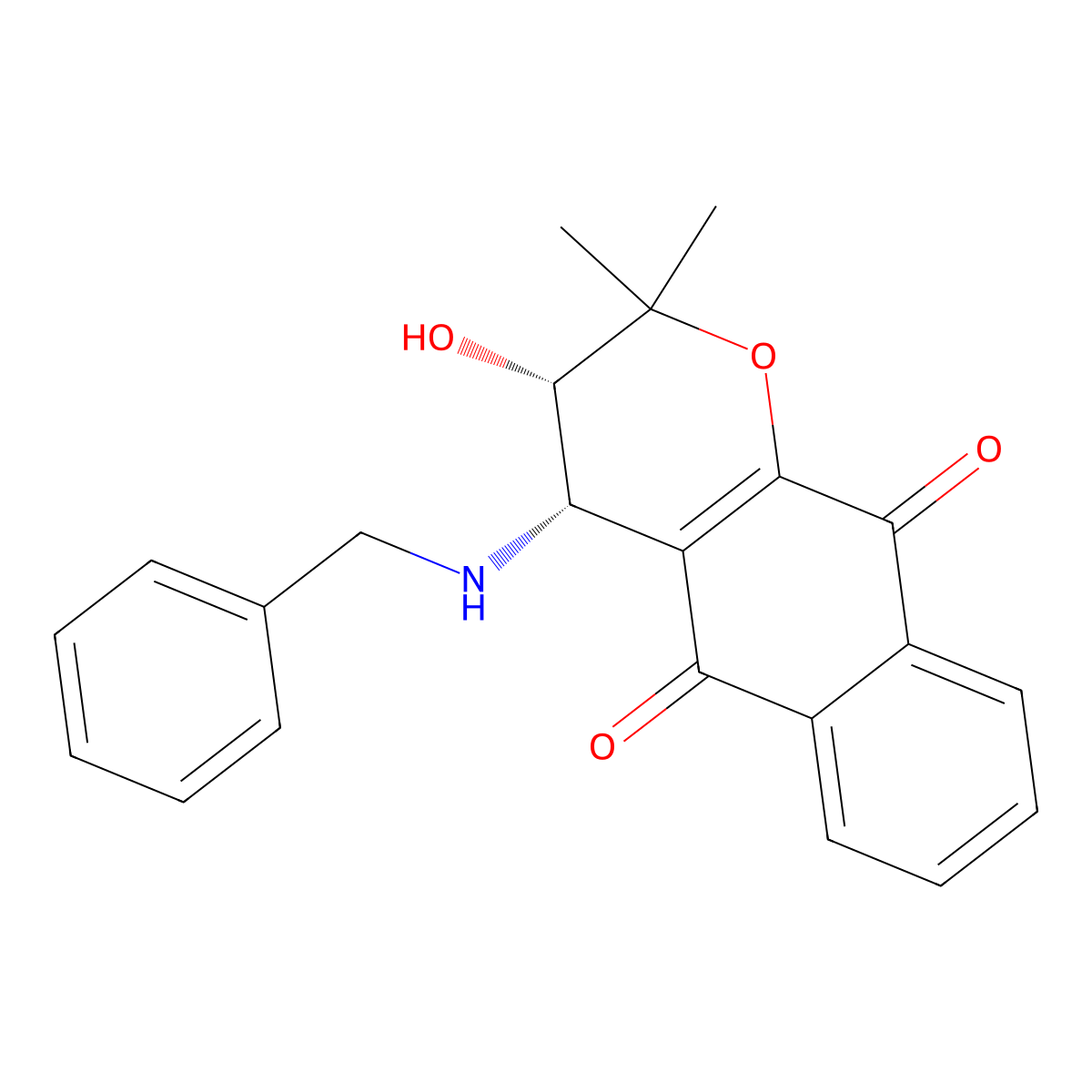 (3S,4S)-4-(benzylamino)-3-hydroxy-2,2-dimethyl-3,4-dihydrobenzo(g)chromene-5,10-dione molecular structure, CAS 1018340-07-2