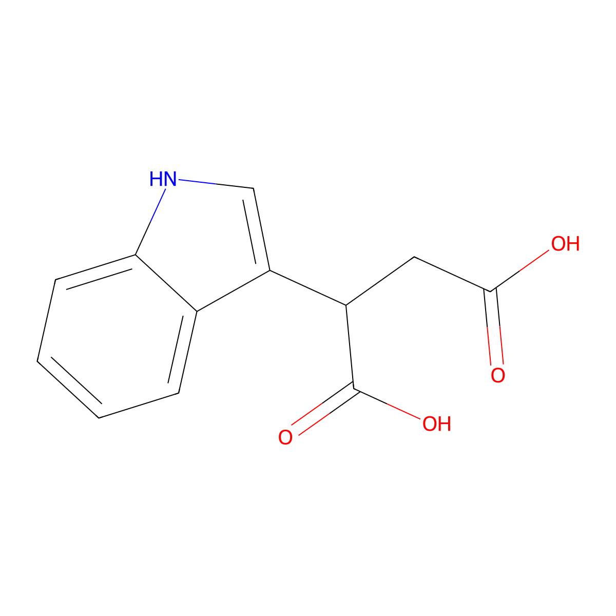 2-(1H-indol-3-yl)butanedioic acid molecular structure, CAS 10184-94-8
