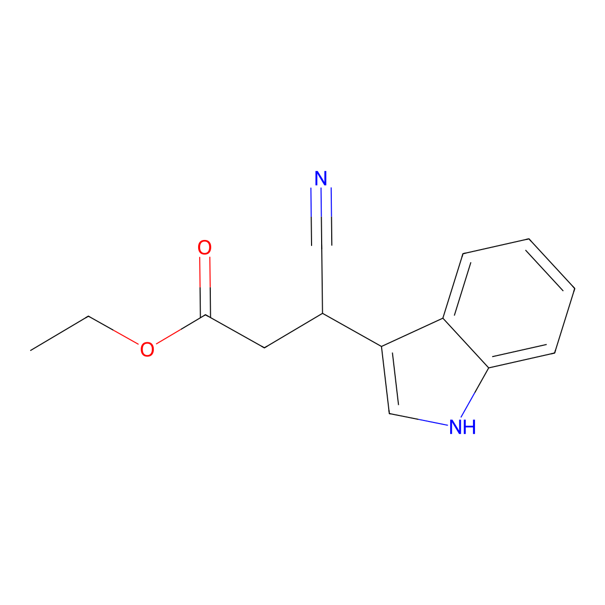 Ethyl beta-cyano-1H-indole-3-propanoate molecular structure, CAS 10184-97-1