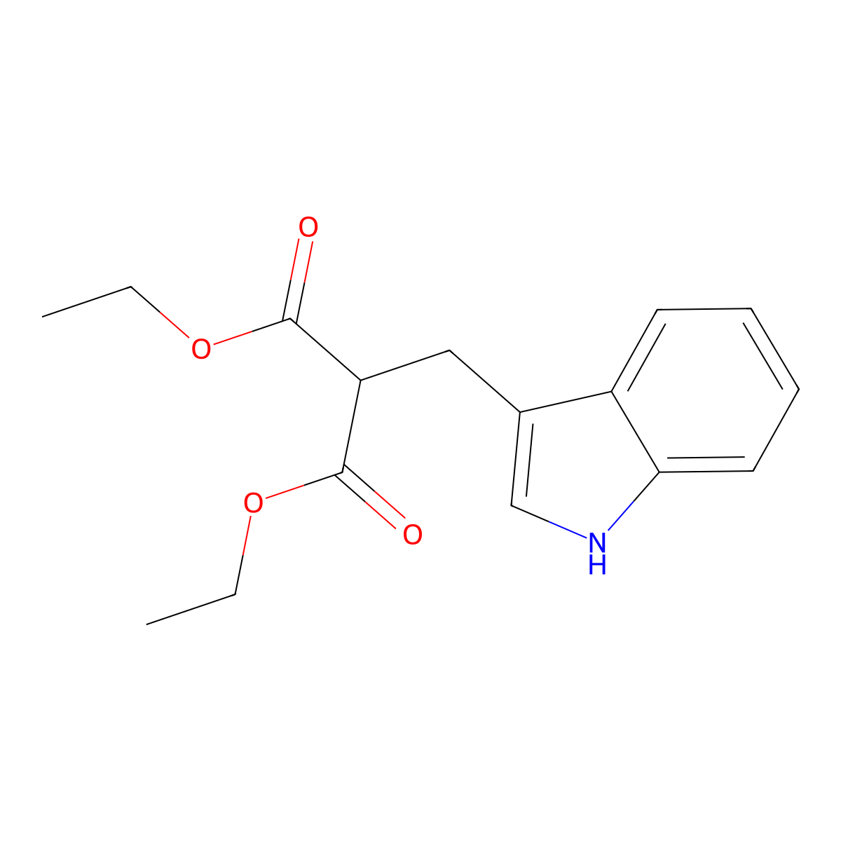 diethyl 2-(1H-indol-3-ylmethyl)propanedioate molecular structure, CAS 10184-98-2