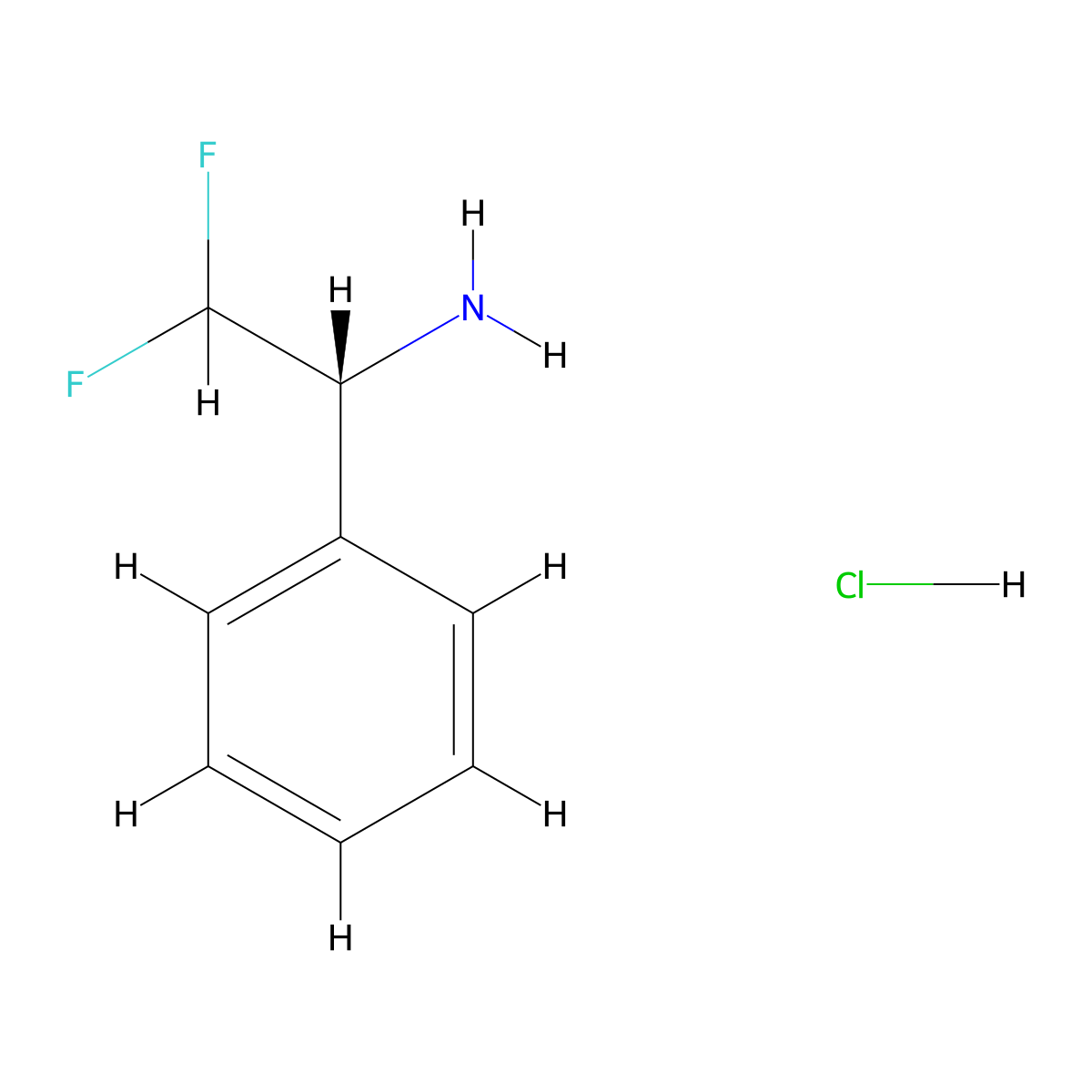 (1R)-2,2-difluoro-1-phenylethan-1-amine hydrochloride molecular structure, CAS 1018434-64-4