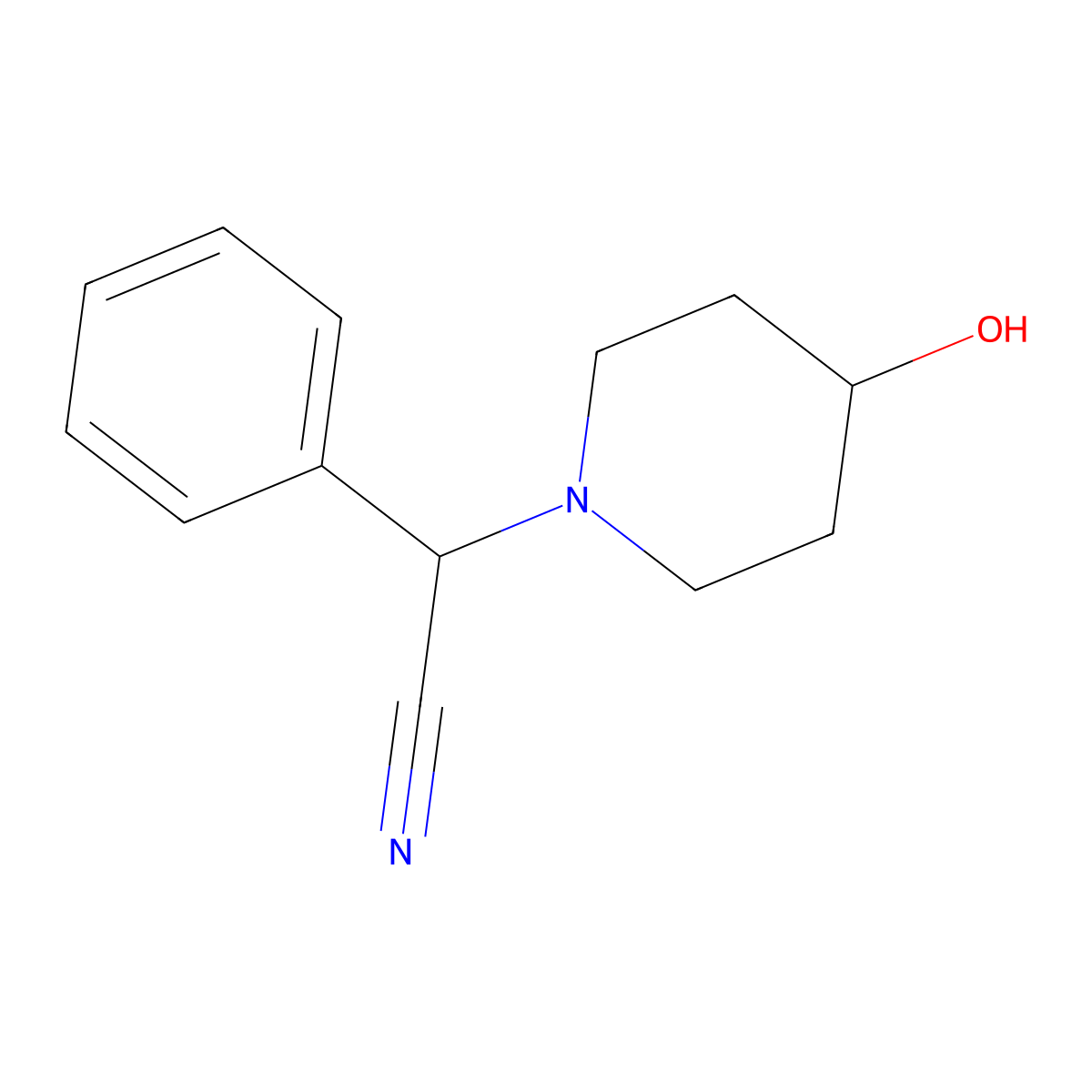 2-(4-Hydroxypiperidin-1-YL)-2-phenylacetonitrile molecular structure, CAS 1018437-11-0