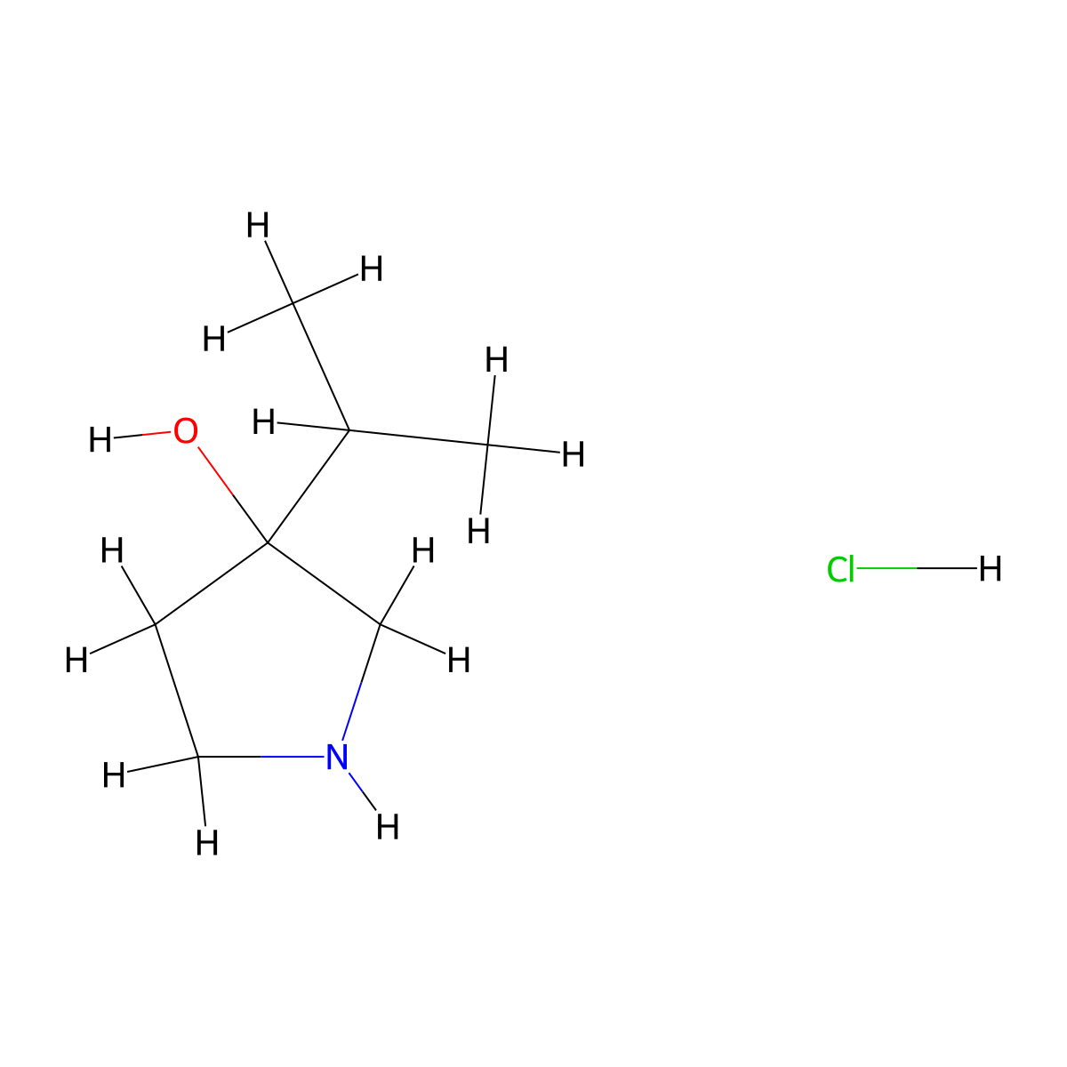 3-(Propan-2-yl)pyrrolidin-3-ol hydrochloride molecular structure, CAS 1018442-97-1