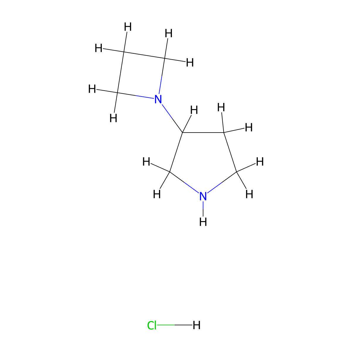 3-(Azetidin-1-YL)pyrrolidine hydrochloride molecular structure, CAS 1018443-00-9